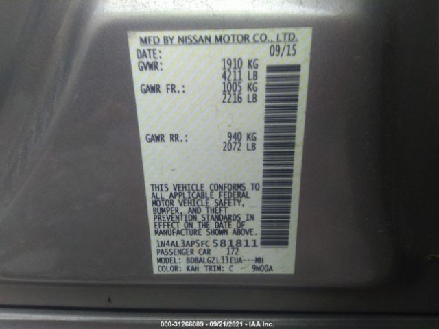 Photo 8 VIN: 1N4AL3AP5FC581811 - NISSAN ALTIMA 