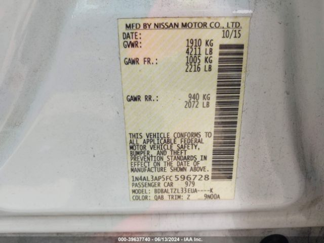 Photo 8 VIN: 1N4AL3AP5FC596728 - NISSAN ALTIMA 