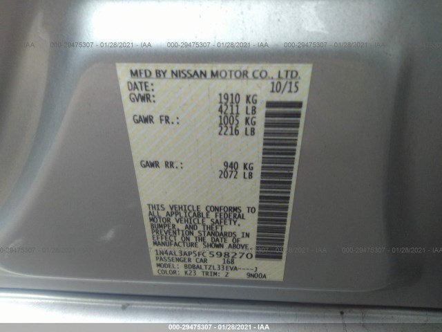 Photo 8 VIN: 1N4AL3AP5FC598270 - NISSAN ALTIMA 2.5 