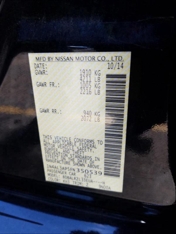 Photo 9 VIN: 1N4AL3AP5FN350539 - NISSAN ALTIMA 2.5 