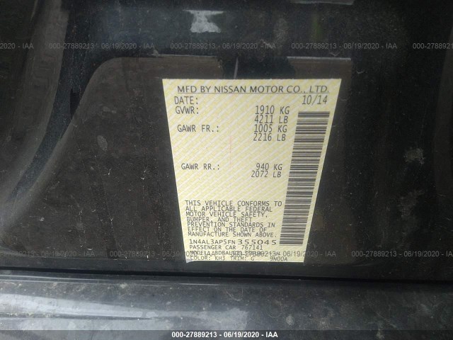 Photo 8 VIN: 1N4AL3AP5FN355045 - NISSAN ALTIMA 