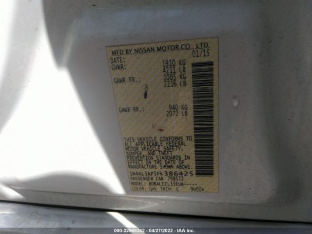 Photo 8 VIN: 1N4AL3AP5FN386425 - NISSAN ALTIMA 