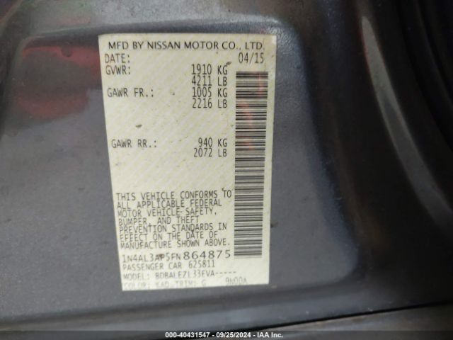 Photo 8 VIN: 1N4AL3AP5FN864875 - NISSAN ALTIMA 