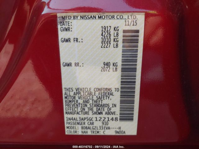 Photo 8 VIN: 1N4AL3AP5GC122148 - NISSAN ALTIMA 