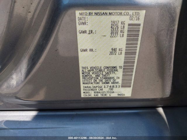 Photo 8 VIN: 1N4AL3AP5GC174833 - NISSAN ALTIMA 