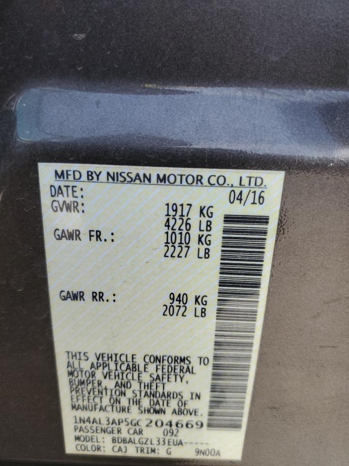 Photo 11 VIN: 1N4AL3AP5GC204669 - NISSAN ALTIMA 