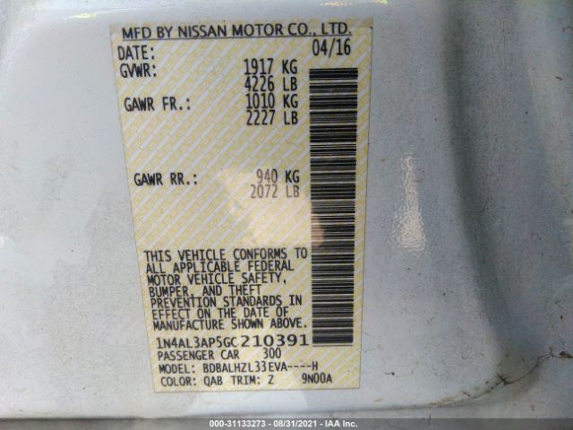 Photo 8 VIN: 1N4AL3AP5GC210391 - NISSAN ALTIMA 