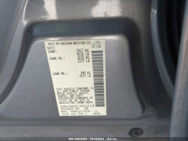 Photo 8 VIN: 1N4AL3AP5GC265214 - NISSAN ALTIMA 