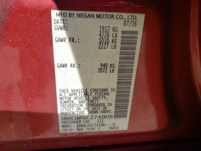 Photo 9 VIN: 1N4AL3AP5GC274009 - NISSAN ALTIMA 2.5 