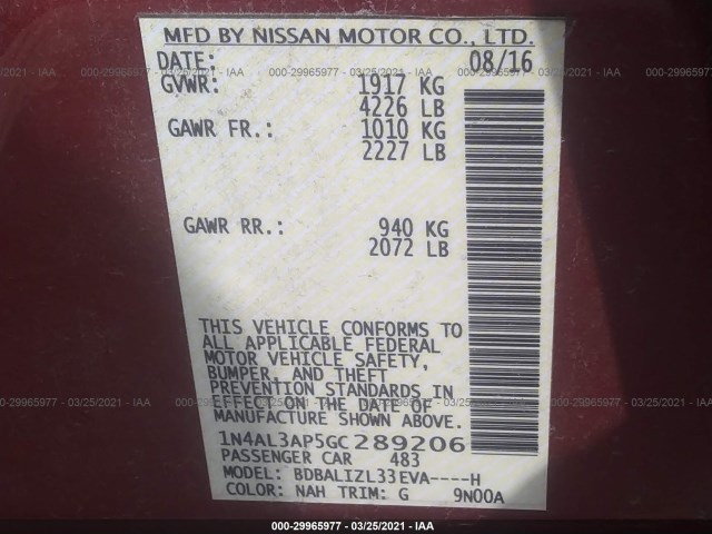 Photo 8 VIN: 1N4AL3AP5GC289206 - NISSAN ALTIMA 