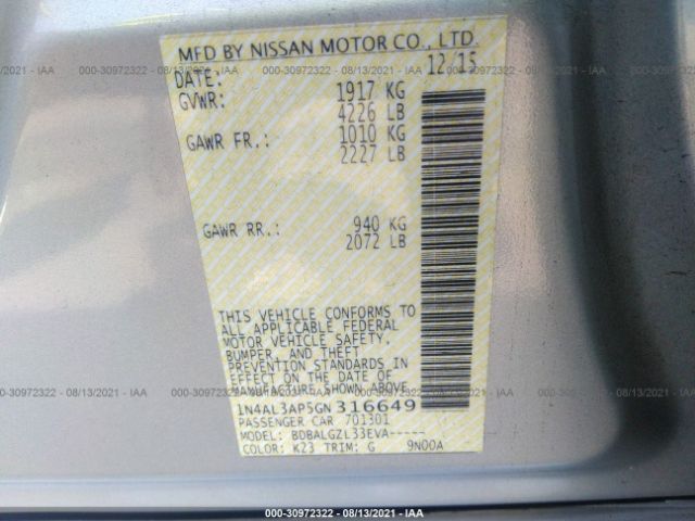 Photo 8 VIN: 1N4AL3AP5GN316649 - NISSAN ALTIMA 