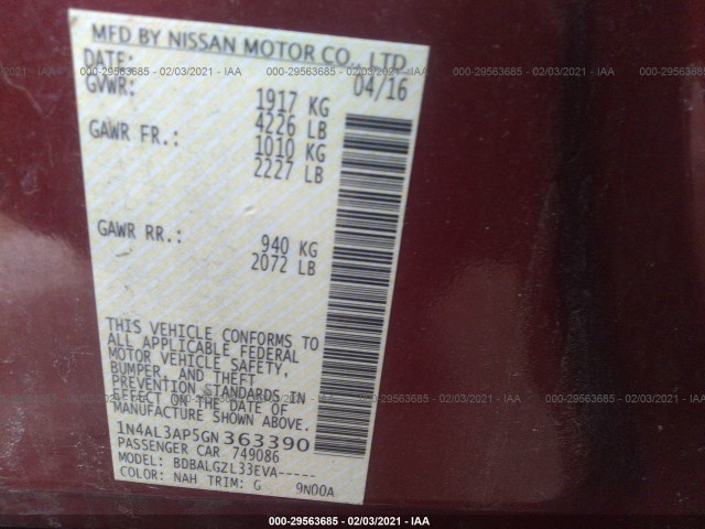 Photo 8 VIN: 1N4AL3AP5GN363390 - NISSAN ALTIMA 