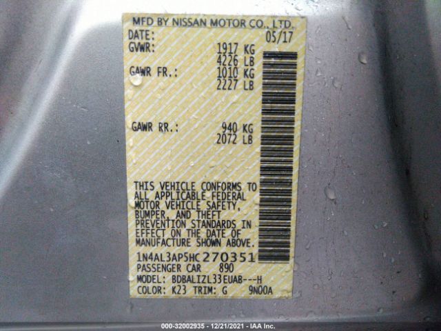 Photo 8 VIN: 1N4AL3AP5HC270351 - NISSAN ALTIMA 