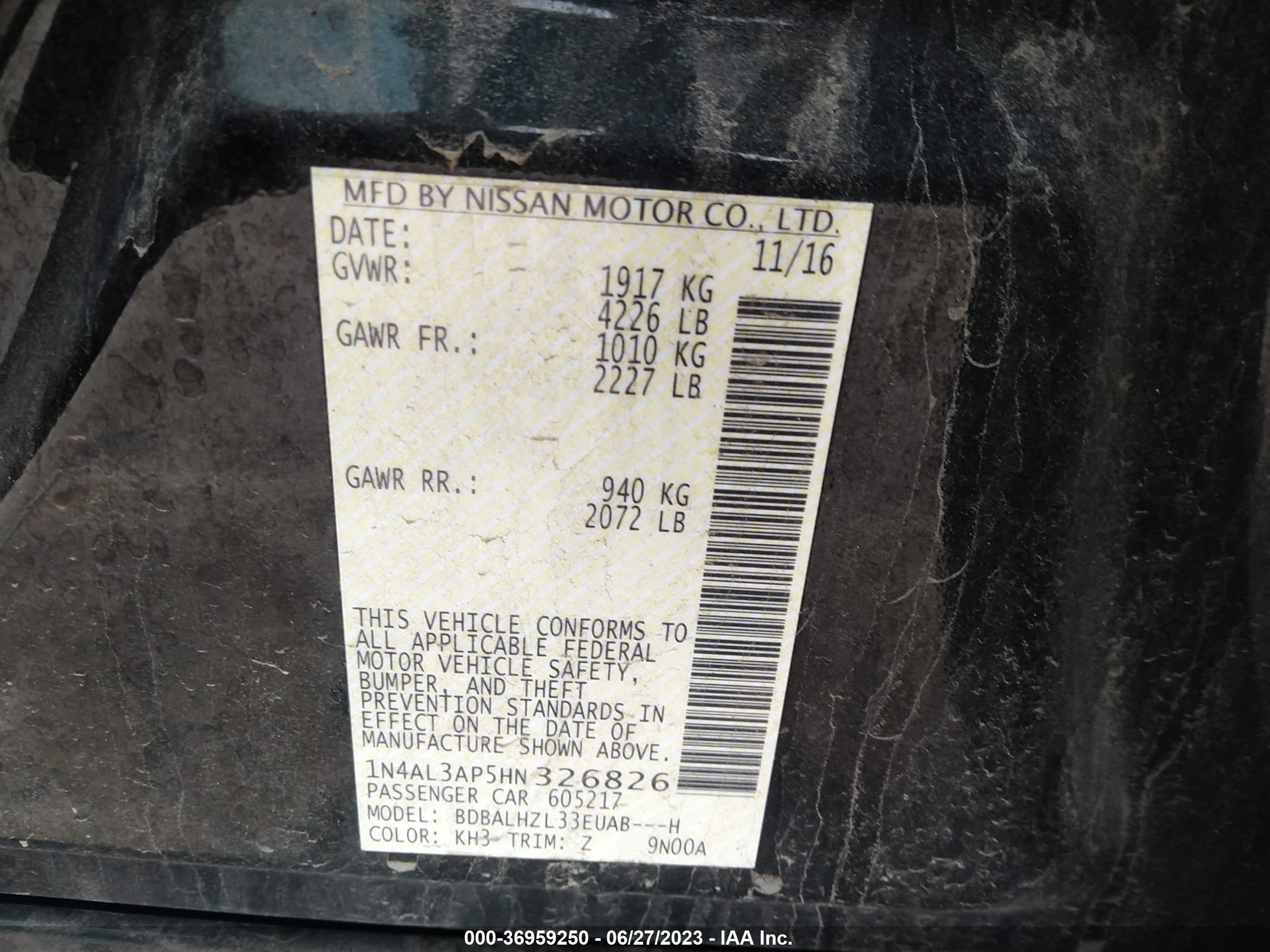 Photo 8 VIN: 1N4AL3AP5HN326826 - NISSAN ALTIMA 