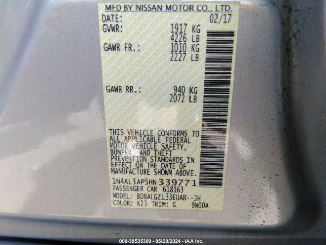 Photo 8 VIN: 1N4AL3AP5HN339771 - NISSAN ALTIMA 