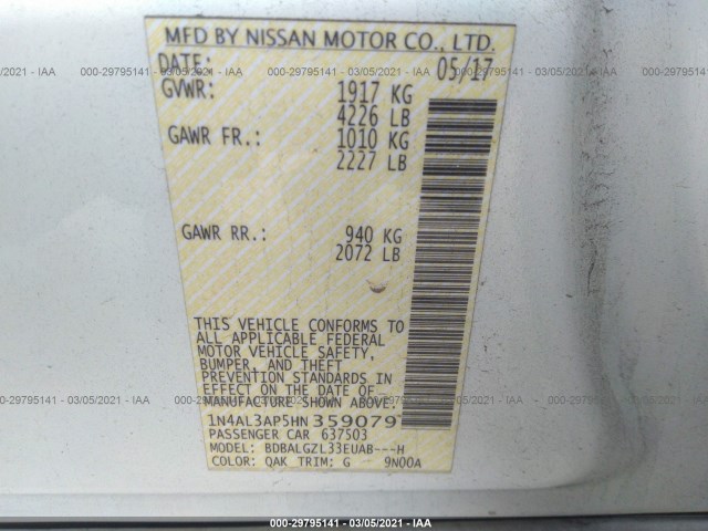 Photo 8 VIN: 1N4AL3AP5HN359079 - NISSAN ALTIMA 