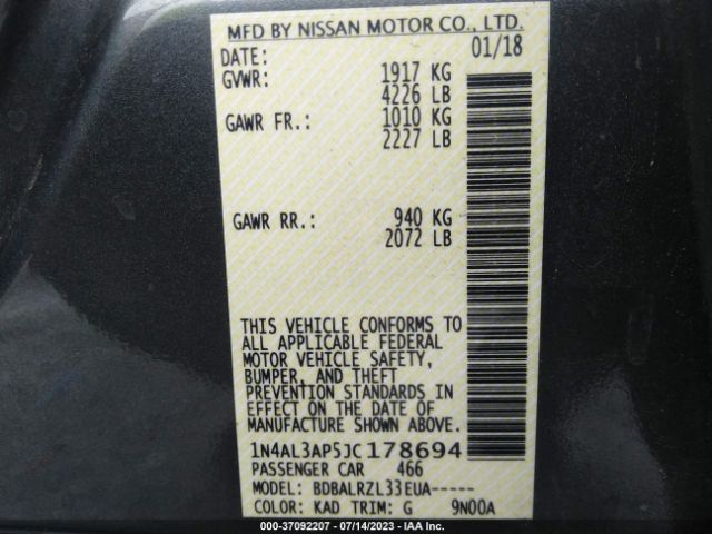 Photo 8 VIN: 1N4AL3AP5JC178694 - NISSAN ALTIMA 