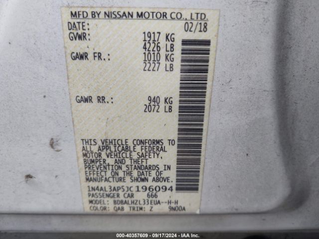 Photo 8 VIN: 1N4AL3AP5JC196094 - NISSAN ALTIMA 