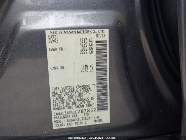 Photo 8 VIN: 1N4AL3AP5JC287852 - NISSAN ALTIMA 