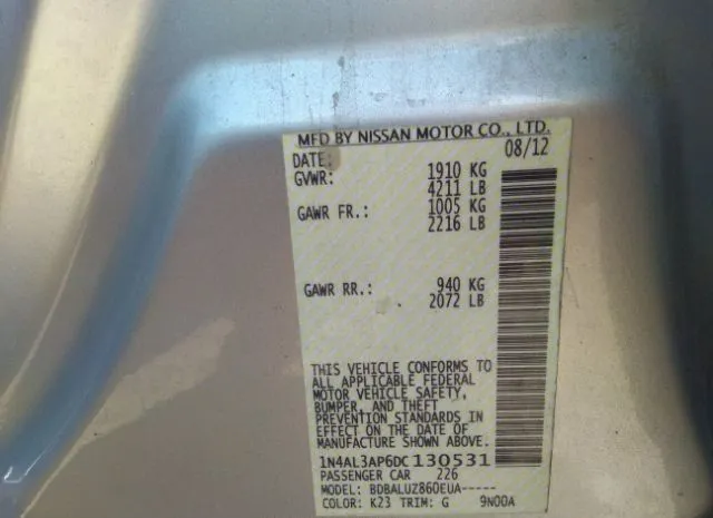 Photo 8 VIN: 1N4AL3AP6DC130531 - NISSAN ALTIMA 