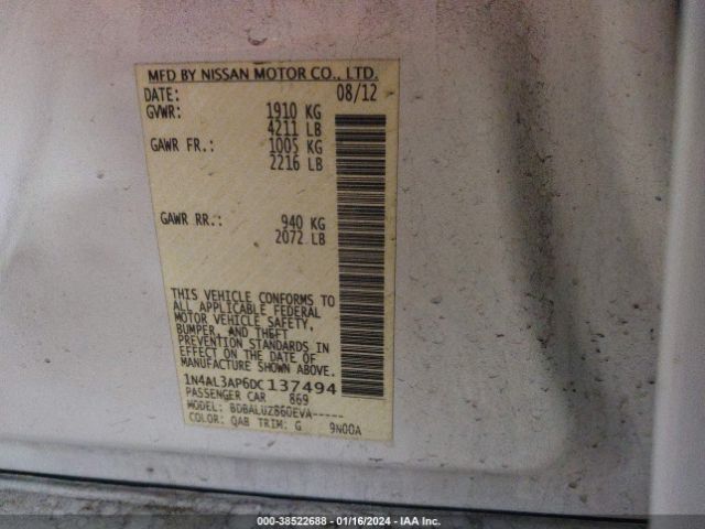 Photo 8 VIN: 1N4AL3AP6DC137494 - NISSAN ALTIMA 