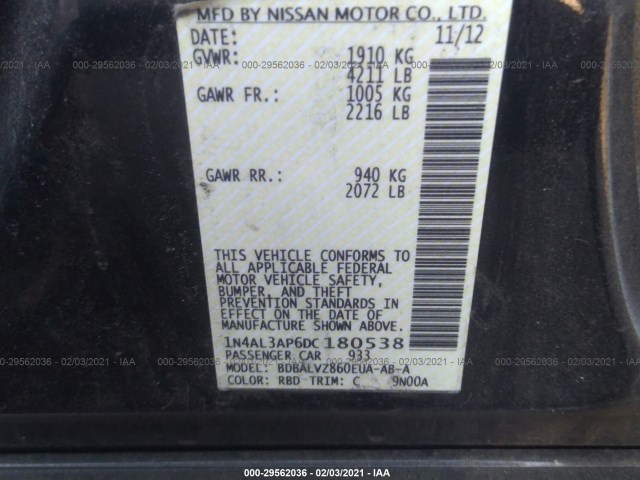 Photo 8 VIN: 1N4AL3AP6DC180538 - NISSAN ALTIMA 