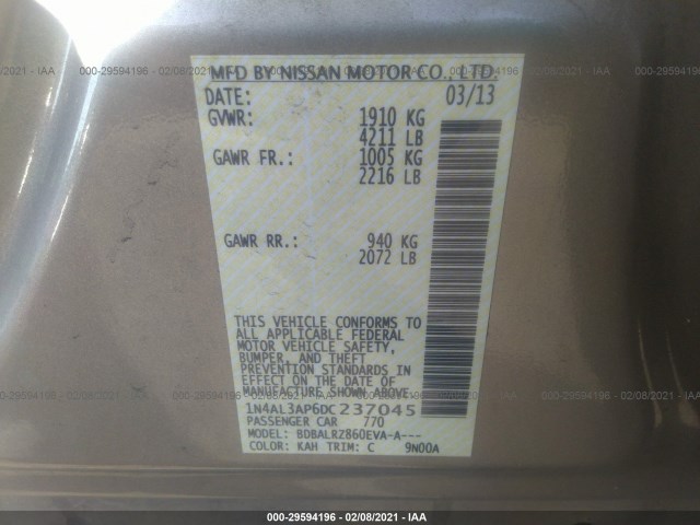 Photo 8 VIN: 1N4AL3AP6DC237045 - NISSAN ALTIMA 