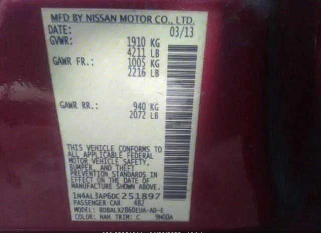 Photo 8 VIN: 1N4AL3AP6DC251897 - NISSAN ALTIMA 