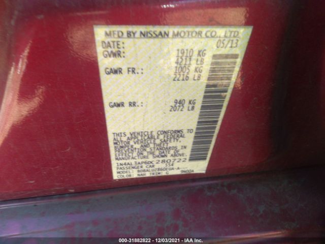 Photo 8 VIN: 1N4AL3AP6DC280722 - NISSAN ALTIMA 