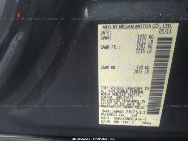 Photo 8 VIN: 1N4AL3AP6DC287511 - NISSAN ALTIMA 