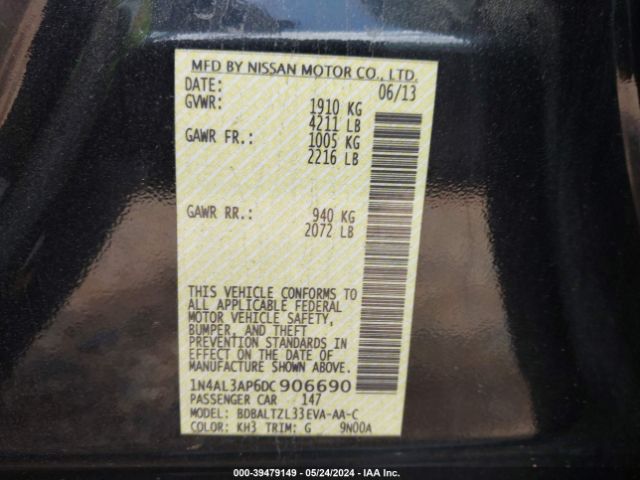 Photo 8 VIN: 1N4AL3AP6DC906690 - NISSAN ALTIMA 