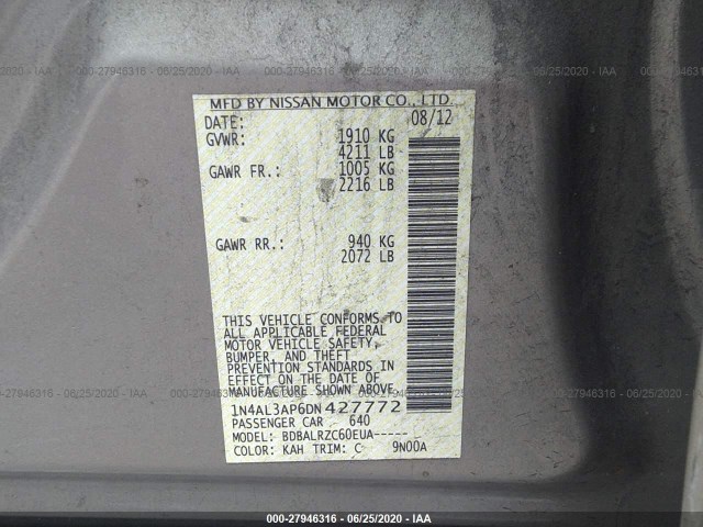 Photo 8 VIN: 1N4AL3AP6DN427772 - NISSAN ALTIMA 