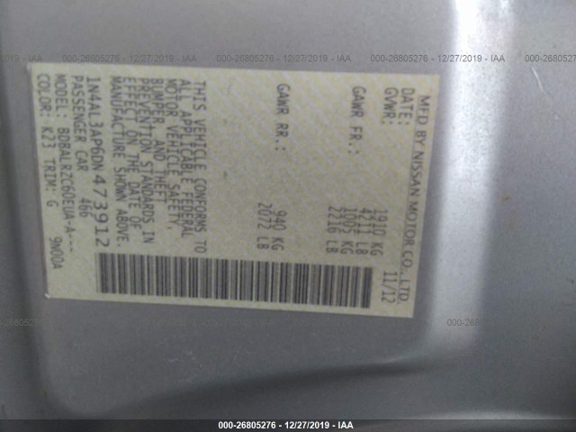 Photo 8 VIN: 1N4AL3AP6DN473912 - NISSAN ALTIMA 