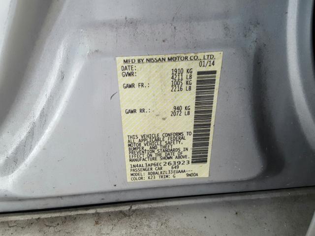 Photo 9 VIN: 1N4AL3AP6EC263923 - NISSAN ALTIMA 2.5 