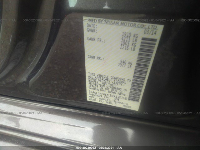 Photo 8 VIN: 1N4AL3AP6EN361838 - NISSAN ALTIMA 