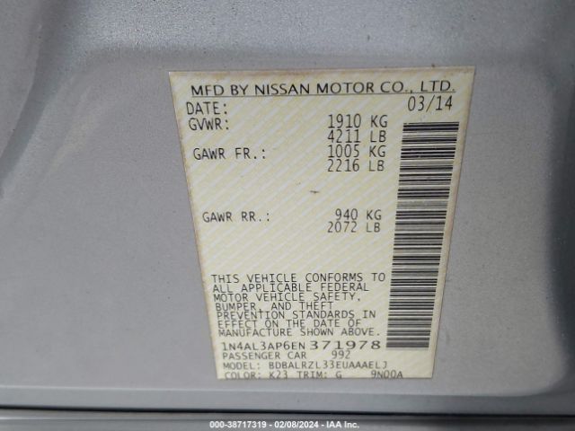 Photo 8 VIN: 1N4AL3AP6EN371978 - NISSAN ALTIMA 