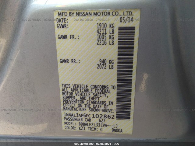 Photo 8 VIN: 1N4AL3AP6FC102862 - NISSAN ALTIMA 