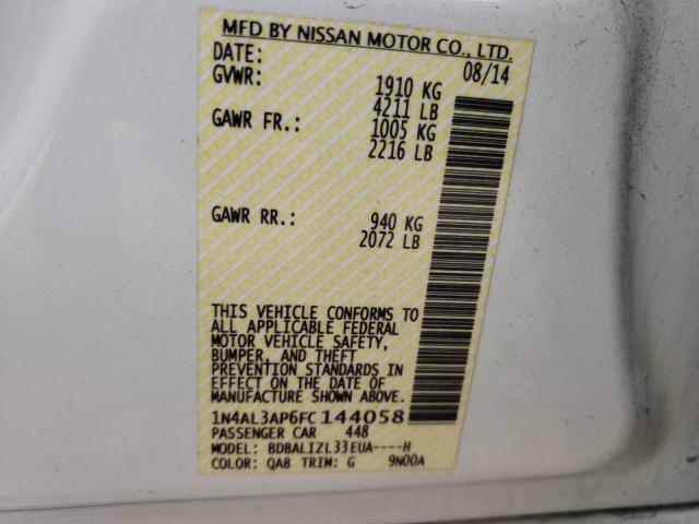 Photo 9 VIN: 1N4AL3AP6FC144058 - NISSAN ALTIMA 2.5 