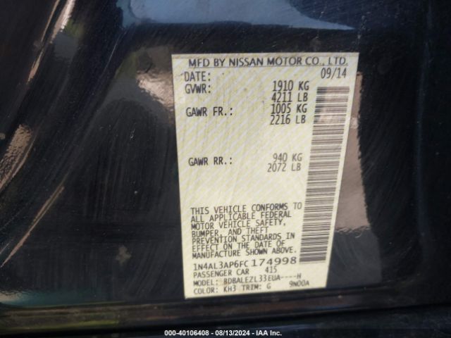 Photo 8 VIN: 1N4AL3AP6FC174998 - NISSAN ALTIMA 