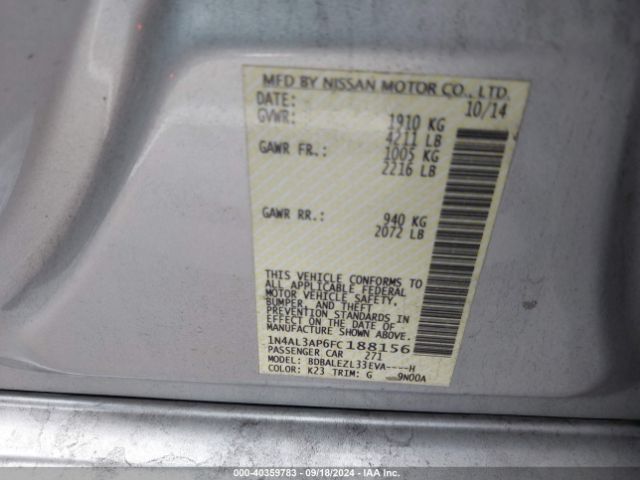 Photo 8 VIN: 1N4AL3AP6FC188156 - NISSAN ALTIMA 