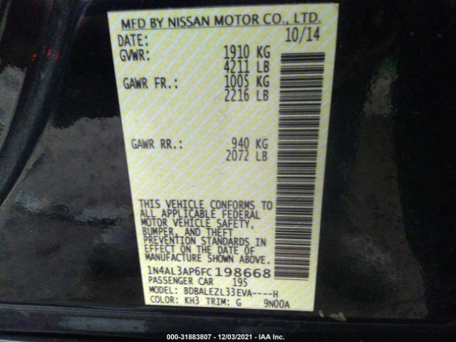 Photo 8 VIN: 1N4AL3AP6FC198668 - NISSAN ALTIMA 