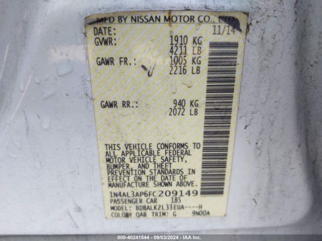 Photo 8 VIN: 1N4AL3AP6FC209149 - NISSAN ALTIMA 