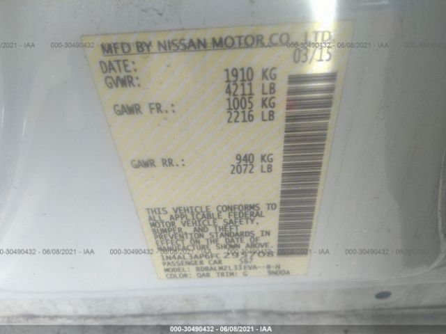 Photo 8 VIN: 1N4AL3AP6FC295708 - NISSAN ALTIMA 