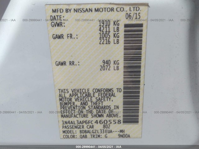 Photo 8 VIN: 1N4AL3AP6FC460558 - NISSAN ALTIMA 