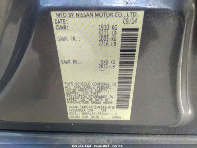 Photo 8 VIN: 1N4AL3AP6FN340649 - NISSAN ALTIMA 