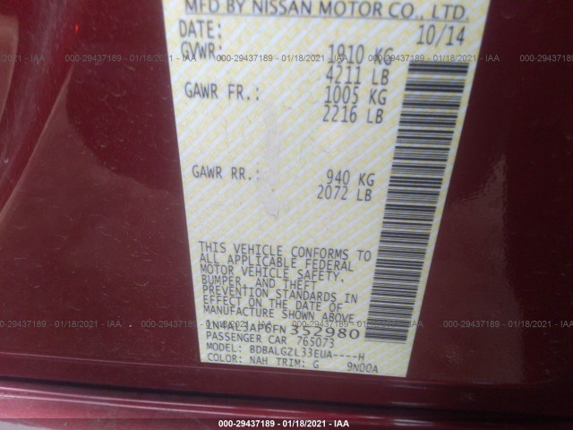 Photo 8 VIN: 1N4AL3AP6FN352980 - NISSAN ALTIMA 