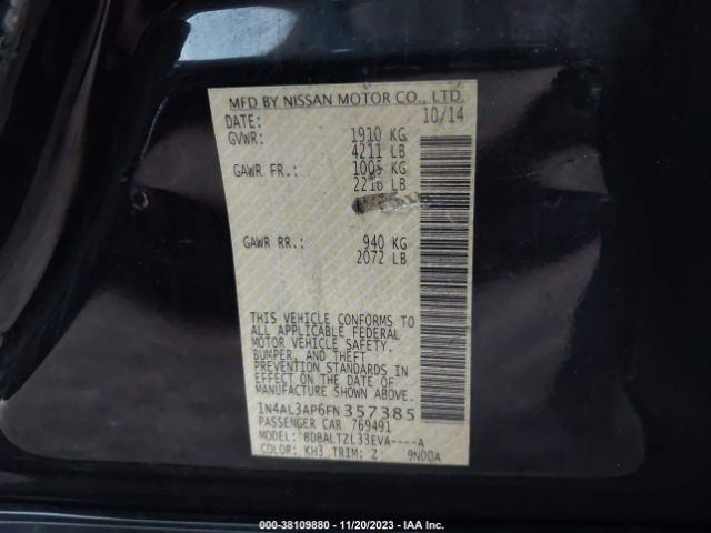 Photo 8 VIN: 1N4AL3AP6FN357385 - NISSAN ALTIMA 