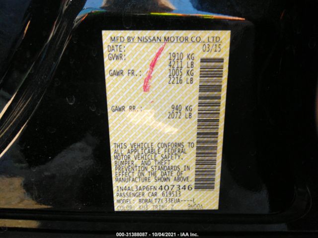 Photo 8 VIN: 1N4AL3AP6FN407346 - NISSAN ALTIMA 