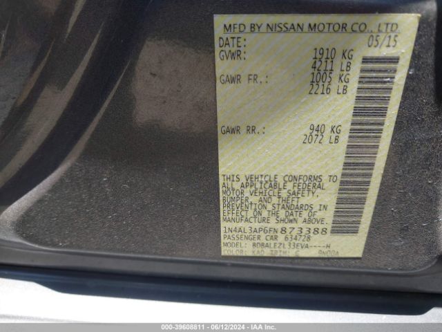 Photo 8 VIN: 1N4AL3AP6FN873388 - NISSAN ALTIMA 