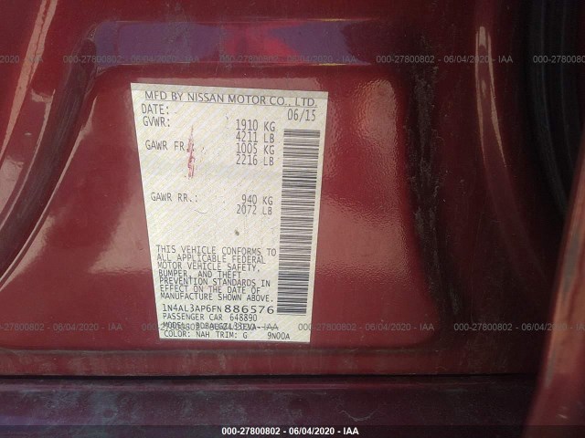 Photo 8 VIN: 1N4AL3AP6FN886576 - NISSAN ALTIMA 